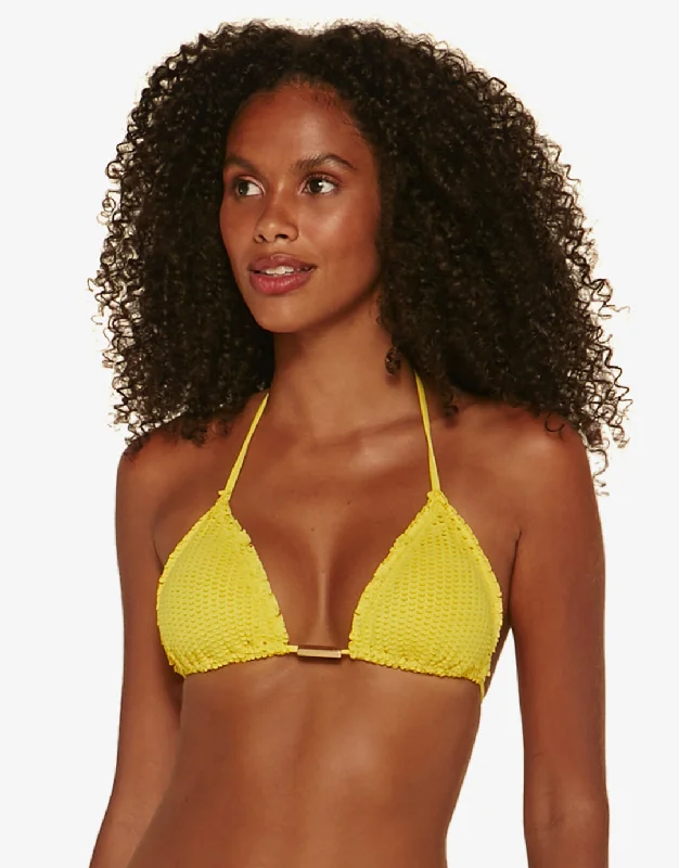 Light Scales Ripple Tri Bikini Top - Yellow