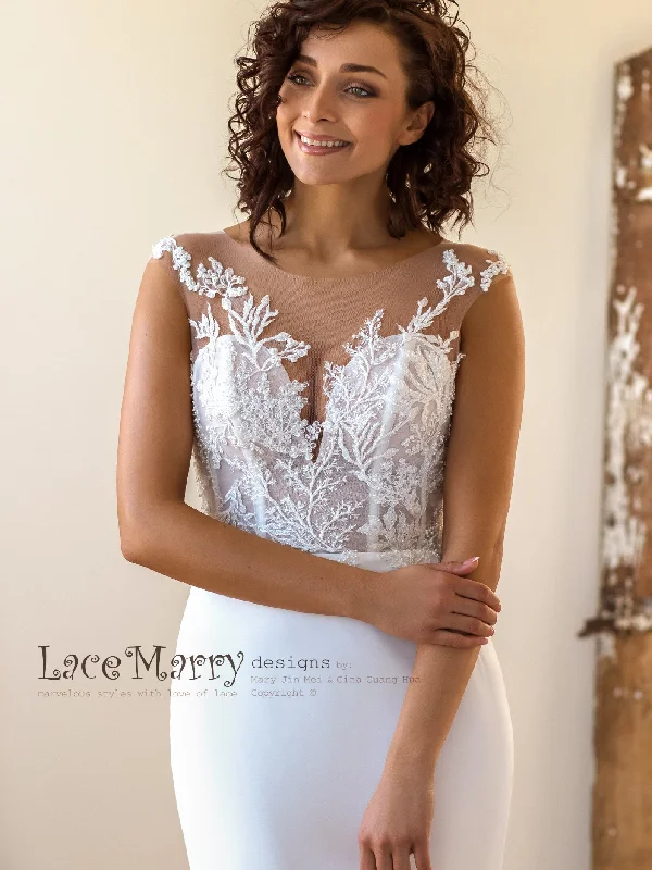 Elegant Sparkly Lace Fitted Wedding Dress