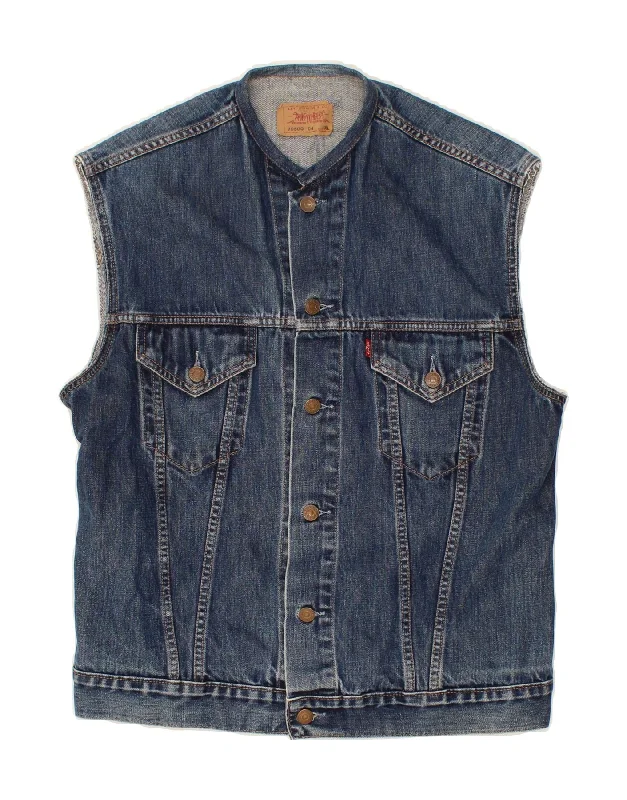 LEVI'S Womens Denim Gilet UK 18 XL Blue Cotton