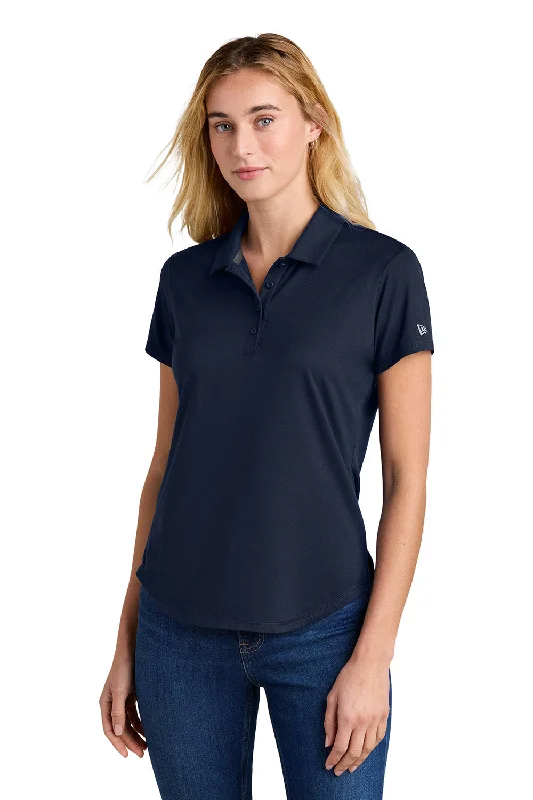 New Era Womens Power Moisture Wicking Short Sleeve Polo Shirt - True Navy Blue