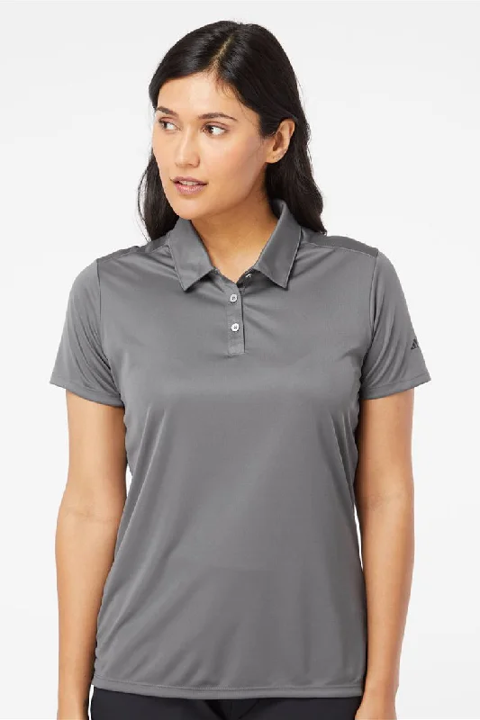 Adidas Womens 3 Stripes UPF 50+ Short Sleeve Polo Shirt - Grey/Black