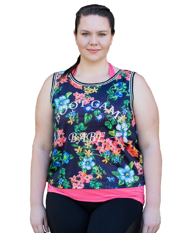 Boot Camp Babe Singlet - Navy Floral