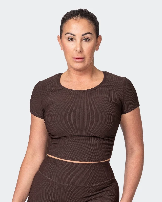 Rival Cropped Rib Top - Cocoa