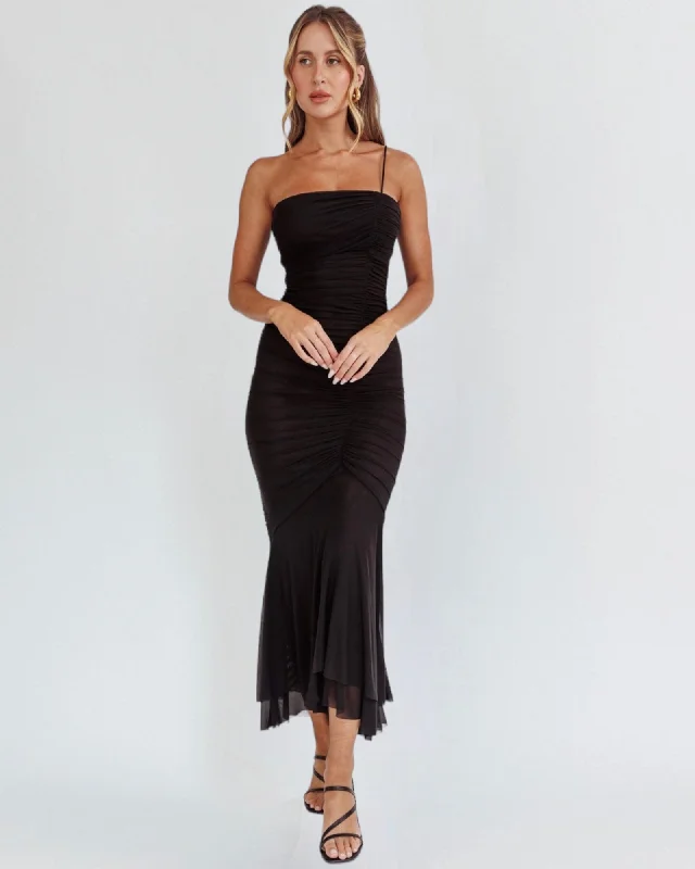 APRYL MIDI DRESS -BLACK