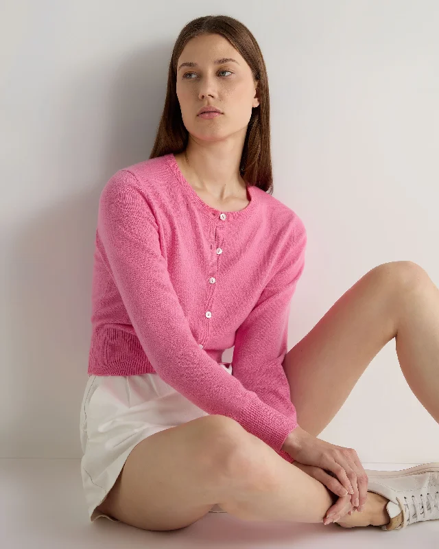 Women's Ivy Cropped Cashmere Cardigan Camellia Pink