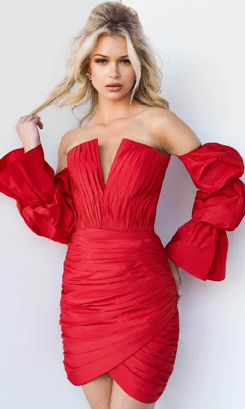 Jovani 07558 - Off Shoulder Ruched Cocktail Dress