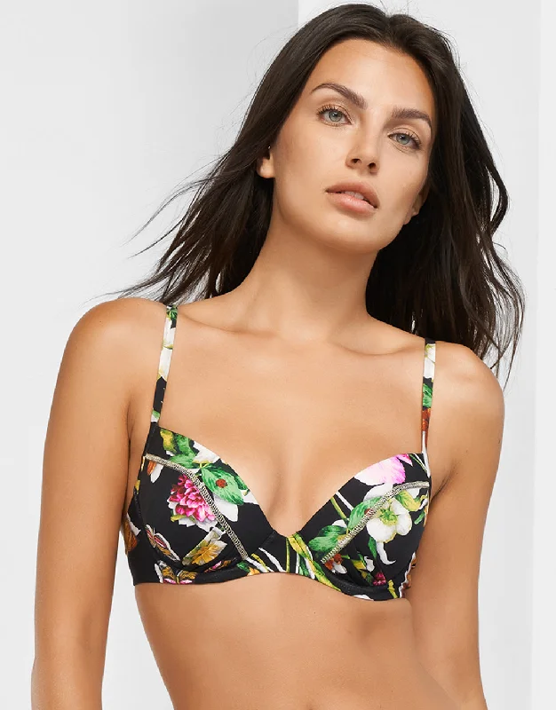 Siciliana Underwired Moulded Bikini Top - Black-Brights