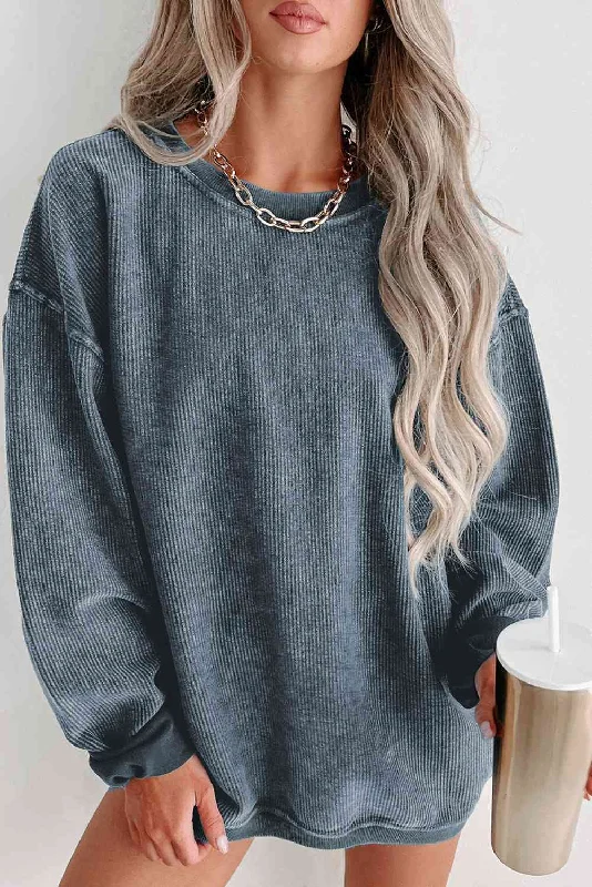 TastyHottie - Round Neck Dropped Shoulder Washed Out Casual Sweatshirt