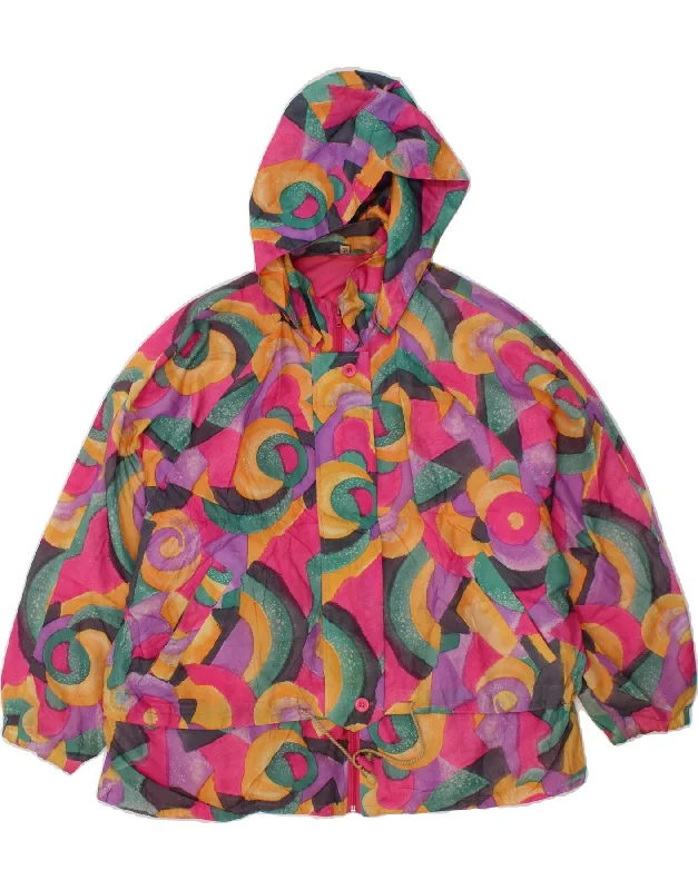 VINTAGE Womens Abstract Pattern Windbreaker Jacket EU 34 XS Multicoloured