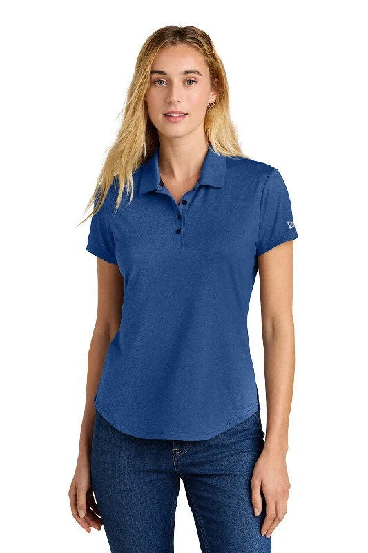 New Era Womens Power Moisture Wicking Short Sleeve Polo Shirt - Heather Royal Blue