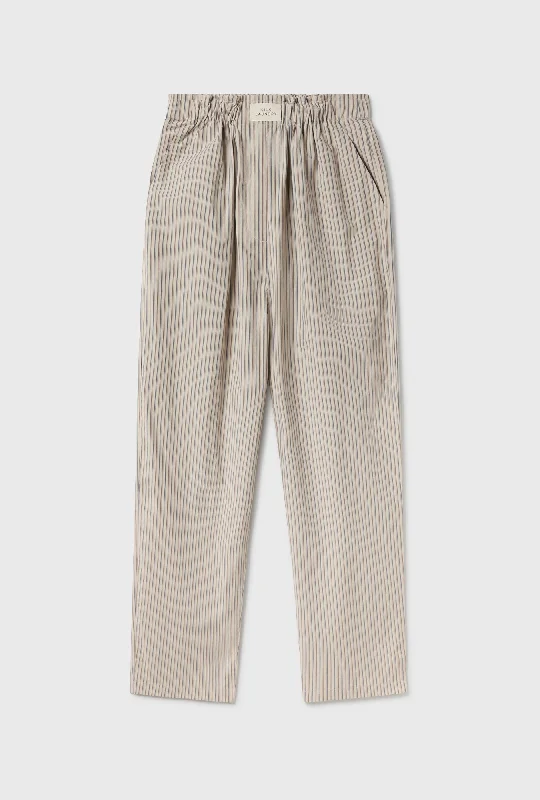 COTTON SILK PAPER BAG PANTS SLATE STRIPE