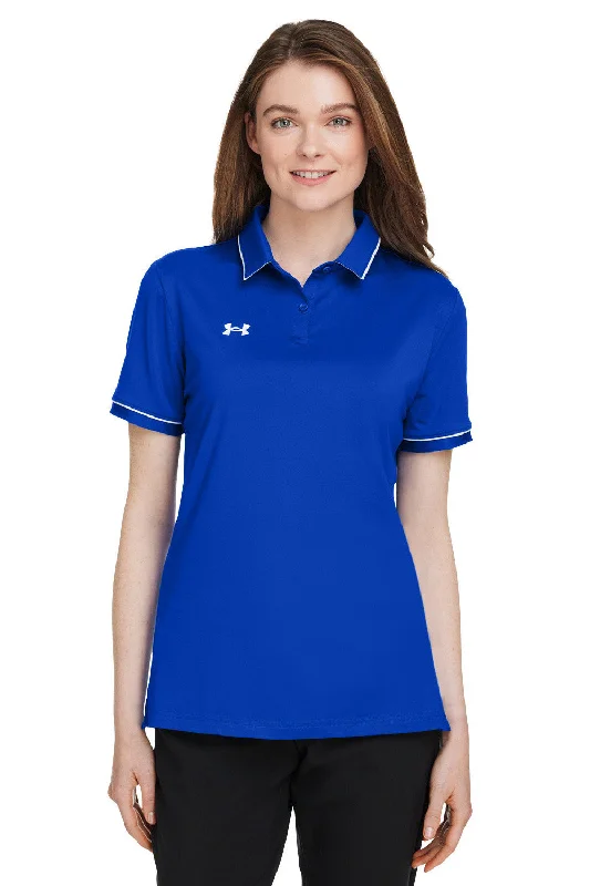 Under Armour Womens Teams Performance Moisture Wicking Short Sleeve Polo Shirt - Royal Blue