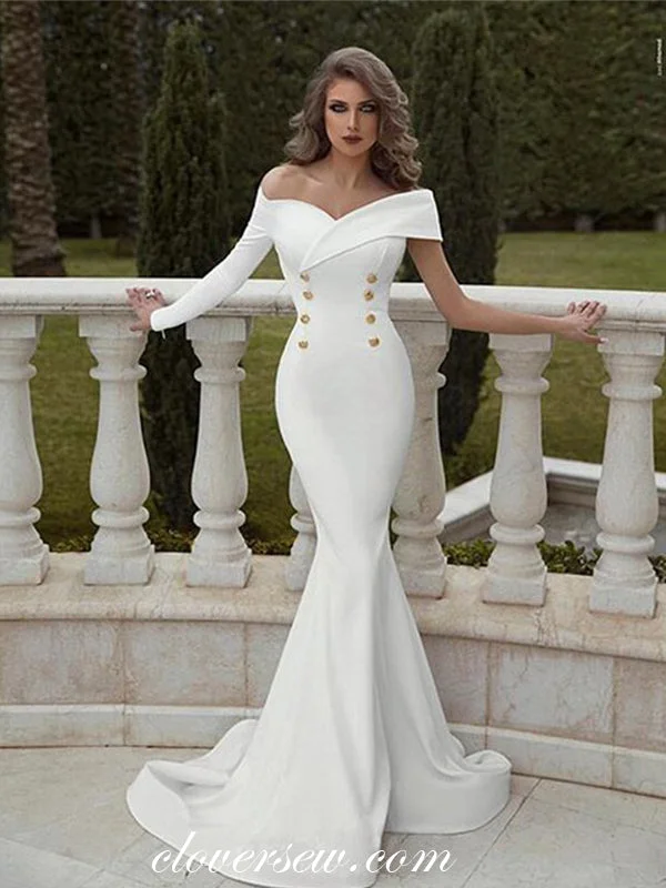 Off The Shoulder Long Sleeves Mermaid Fashion Wedding Dresses,CW0157