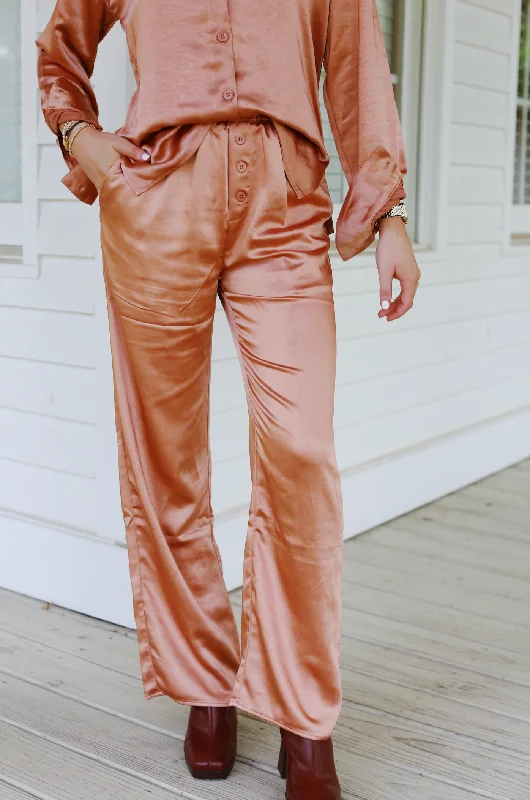 Brigitte Satin Effect Pant - Rose