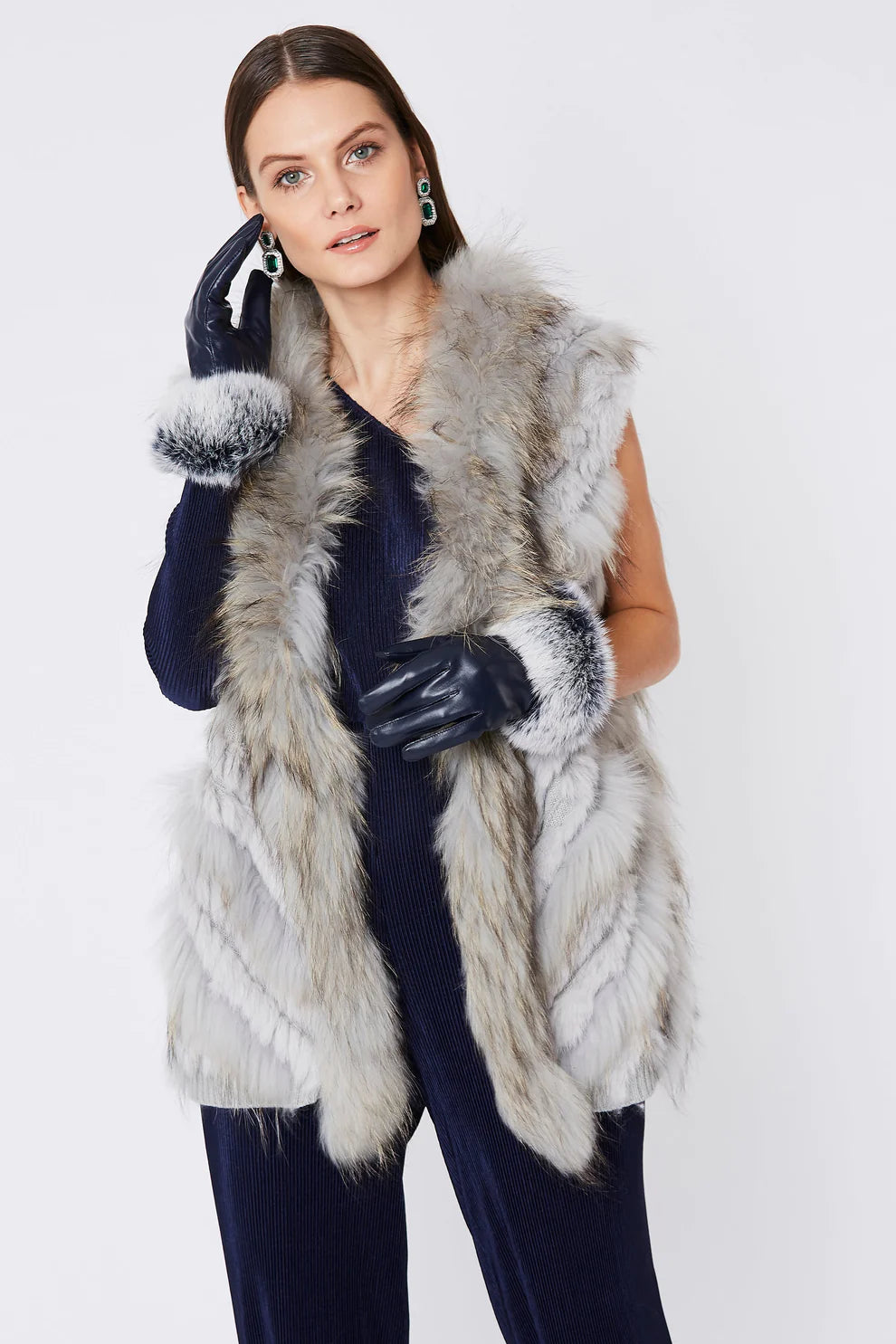 Grey Fox And Coney Fur Gilet