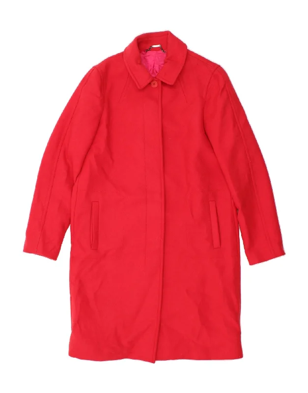 JIGSAW Womens Overcoat UK 12 Medium Red Wool