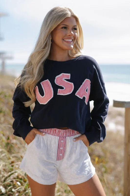 "USA" Navy Crewneck-Navy