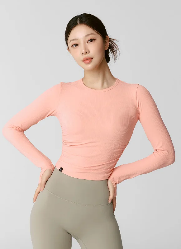 Side Shirring Crop Long Sleeve