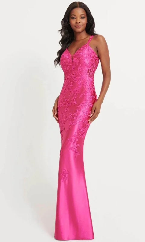 Faviana 11082 - Applique Cutout Back Prom Gown