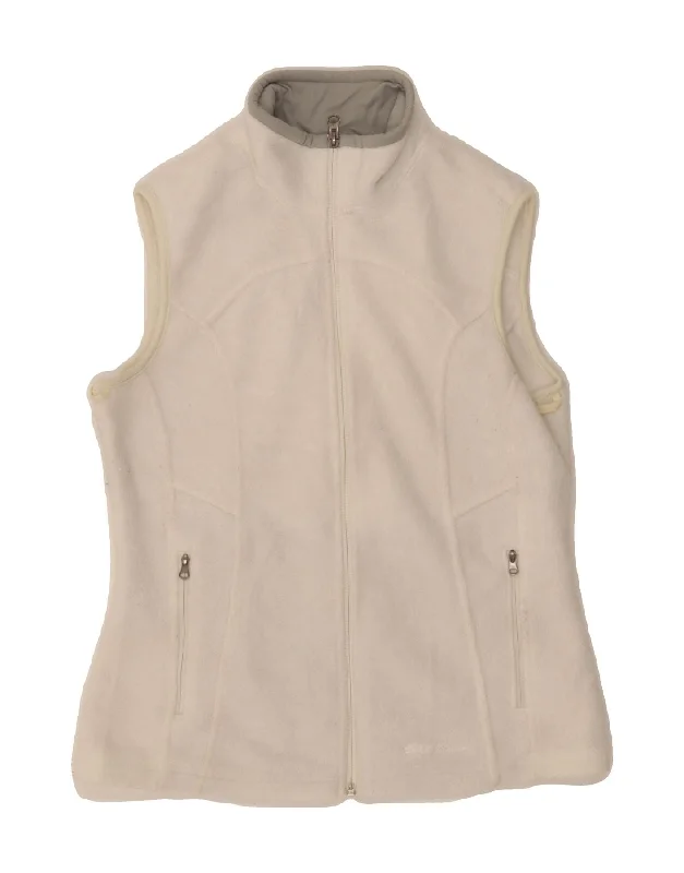 EDDIE BAUER Womens Fleece Gilet UK 8 Small White Polyester