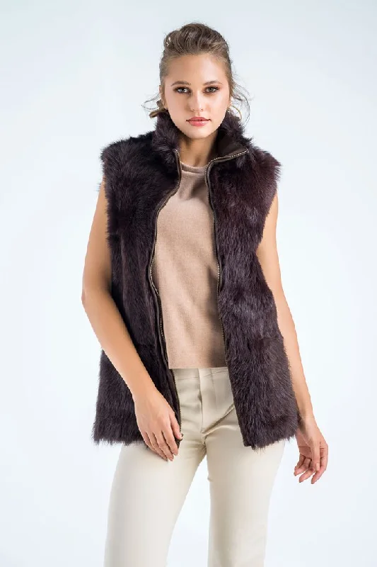 Brown Geniune Reversible Sheepskin Fur Vest