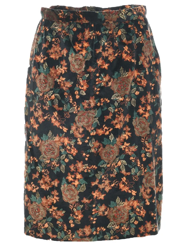 Floral Print Pencil Skirt - M