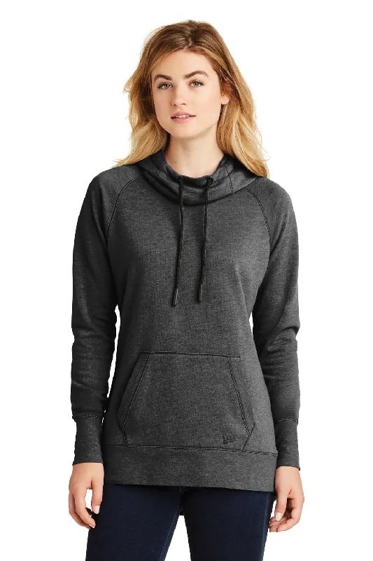 New Era Womens Fleece Hooded Sweatshirt Hoodie w/ Pouch Pocket - Heather Black