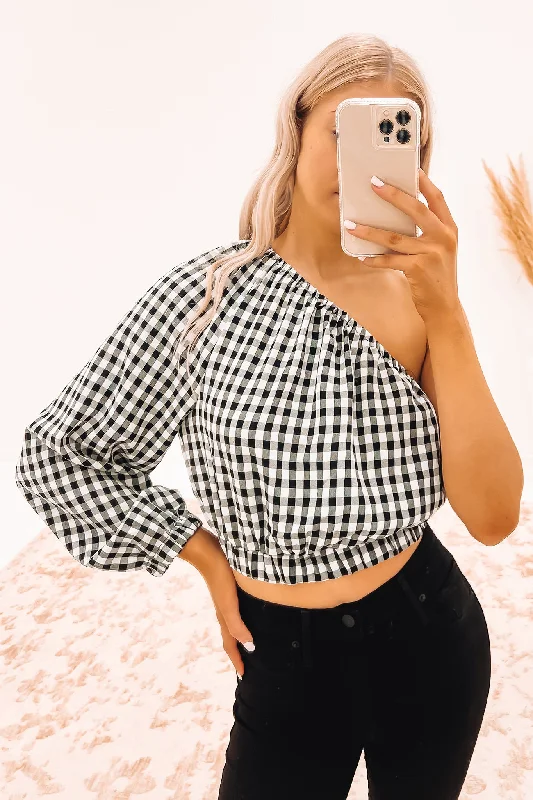 Pippa Crop Top Black White Check