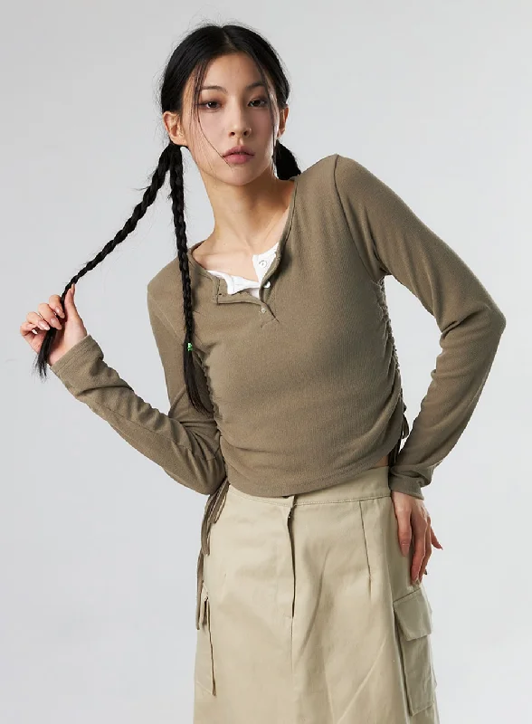 Ruched Long Sleeve Top IS327