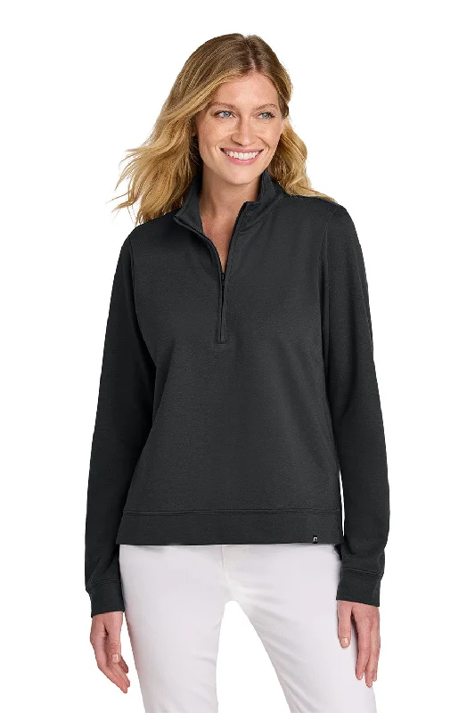 TravisMathew Womens Coveside Wrinkle Resistant 1/4 Zip Sweatshirt - Black - NEW