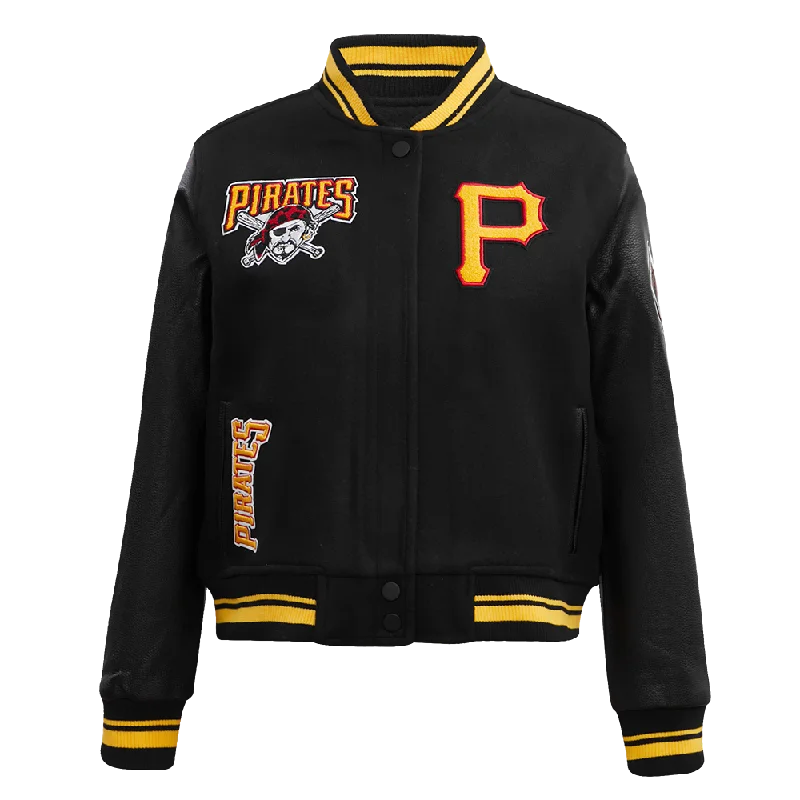 MLB PITTSBURGH PIRATES RETRO CLASSIC WOMEN'S RIB WOOL VARSITY JACKET (BLACK/YELLOW)