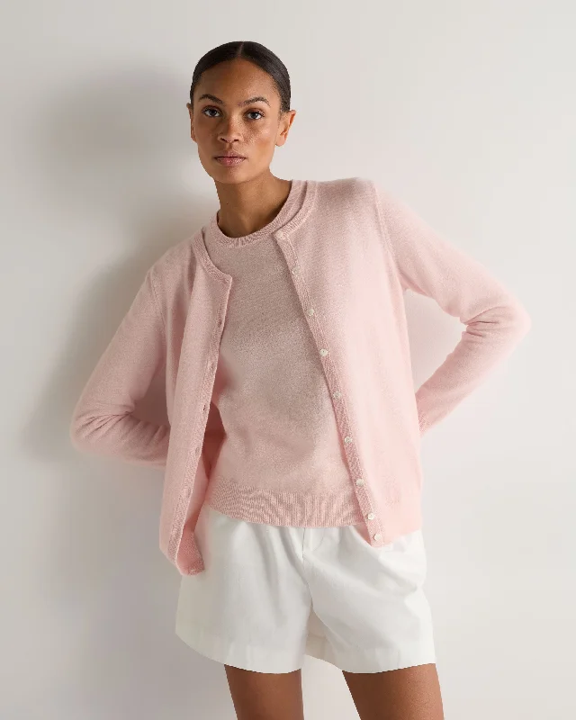 Women's Olivia Round Neck Cashmere Cardigan Blossom Pink