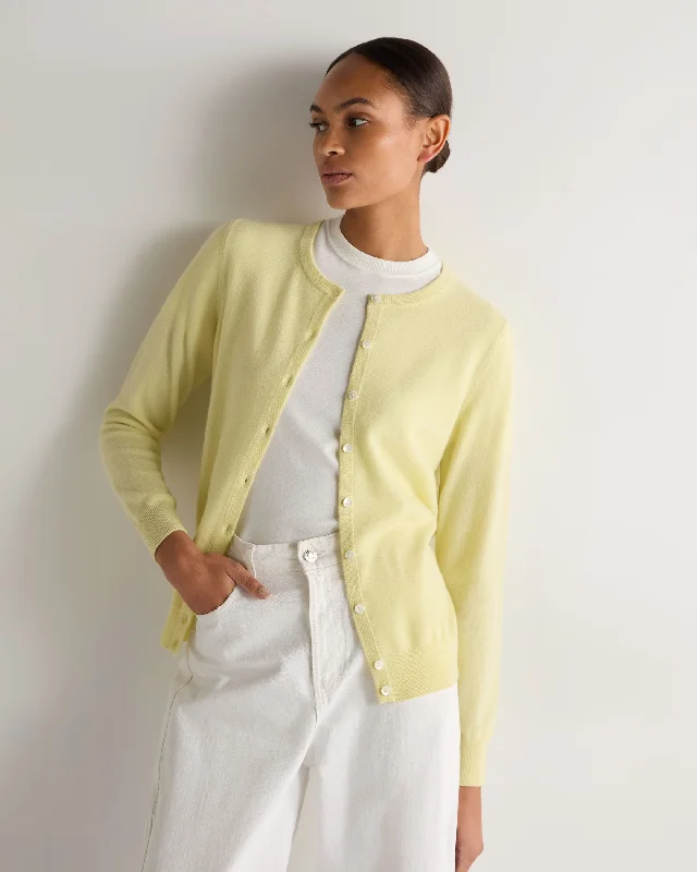 Women's Olivia Round Neck Cashmere Cardigan Granita Yellow