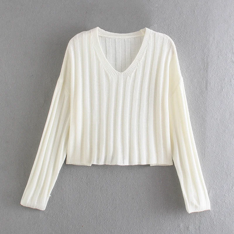 Lazy style retro versatile short Pullover Sweater Top  7519