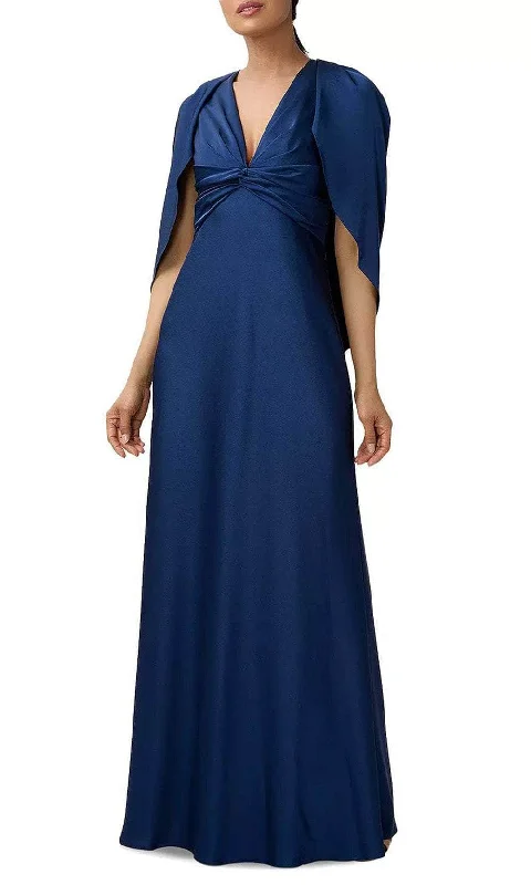 Aidan Mattox MD1E207383 - Draped Sleeved Empire Satin Dress