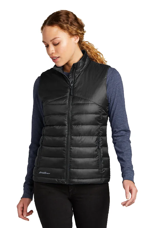 Eddie Bauer Womens Water Resistant Quilted Full Zip Vest - Deep Black