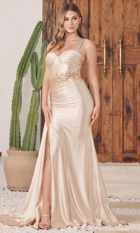 Nox Anabel E1239 - Sweetheart Bustier Satin Evening Gown