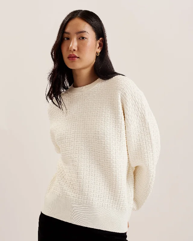 Tedtyy Jacquard Knitted Crew Neck Sweater Ivory