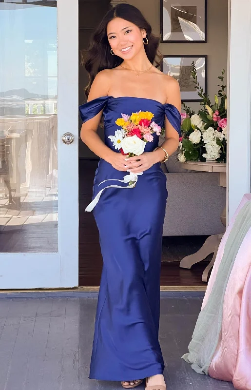 Ella Navy Off Shoulder Formal Maxi Dress