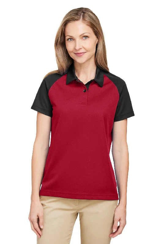 Team 365 Womens Command Colorblock Moisture Wicking Short Sleeve Polo Shirt - Red/Black