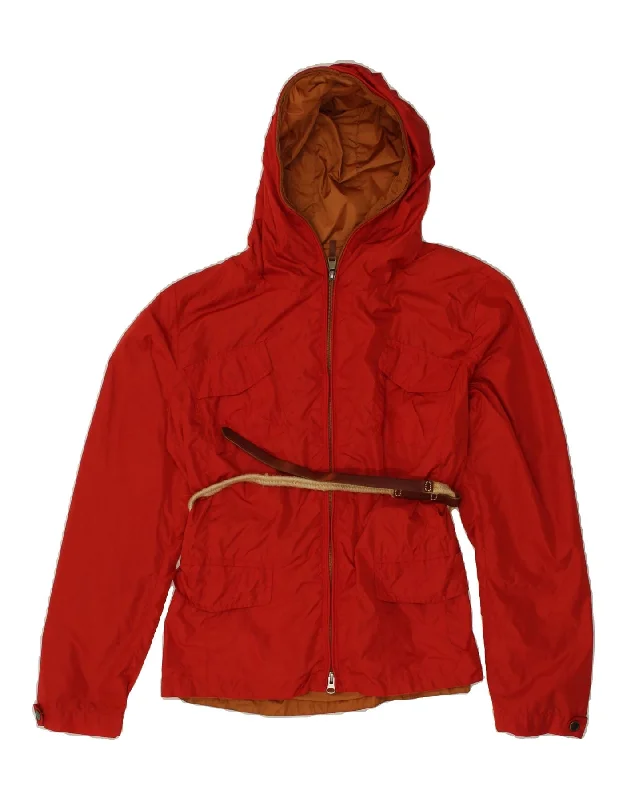 HENRY COTTONS Womens Hooded Utility Jacket IT 46 Large Red Polyamide